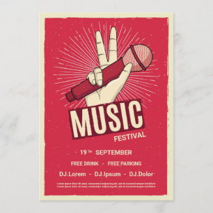 Concert de musique rétro faire-part Invitation