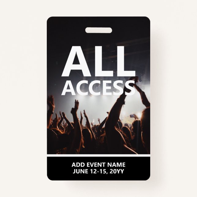 Concert Event All Access Pass Personalized Badge (Front)