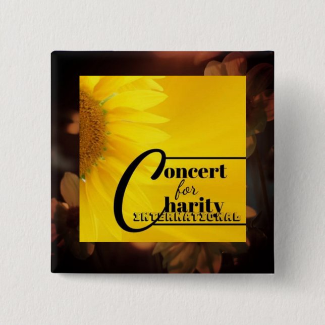 Concert for Charity International 2 Inch Square Button (Front)