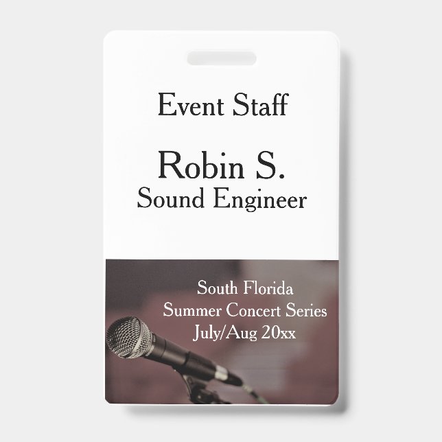 Concert or Show Event  Badge (Front)