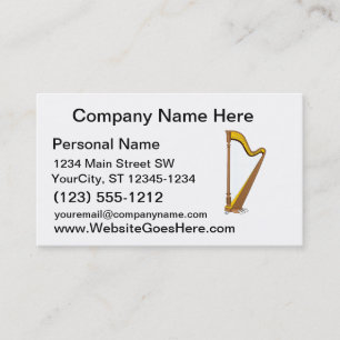 Concert Pedal Harp Graphic Design Business Card