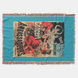 Concert Poster on Avenue de Champs-Elysees Throw Blanket
