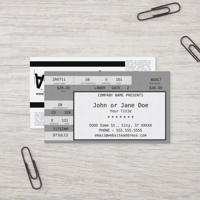 concert ticket (Front/Back In Situ)