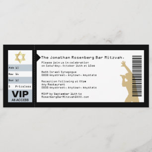 Concert Ticket Bar Mitzvah Invitation in Black