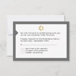 Concert Ticket Bar Mitzvah RSVP Réponse en gris