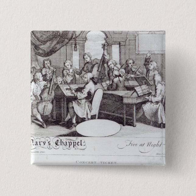 Concert Ticket for Mary's Chapel 2 Inch Square Button (Front)