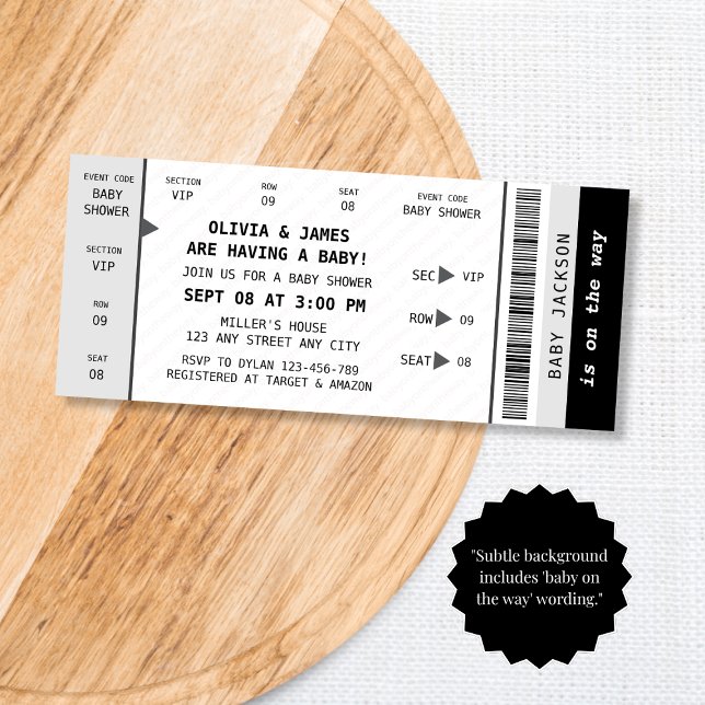 Concert Ticket Music Gig Unique Fun Baby Shower Invitation (Concert Ticket Music Gig Unique Fun Baby Shower Invitation)