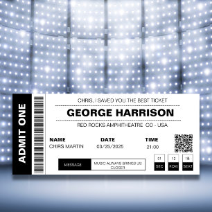 Concert Ticket QR Code Minimalist Black And White