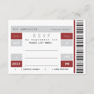 Concert Ticket Stub RSVP Card