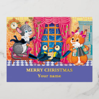 concert Young Animal Foil Holiday Postcard