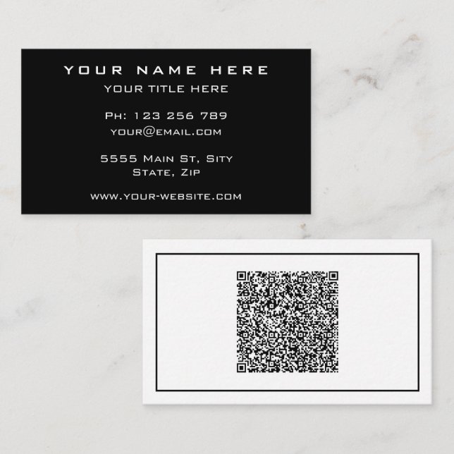 Concevez vos cartes de visite exemple avec QR Code (Devant / Derrière)