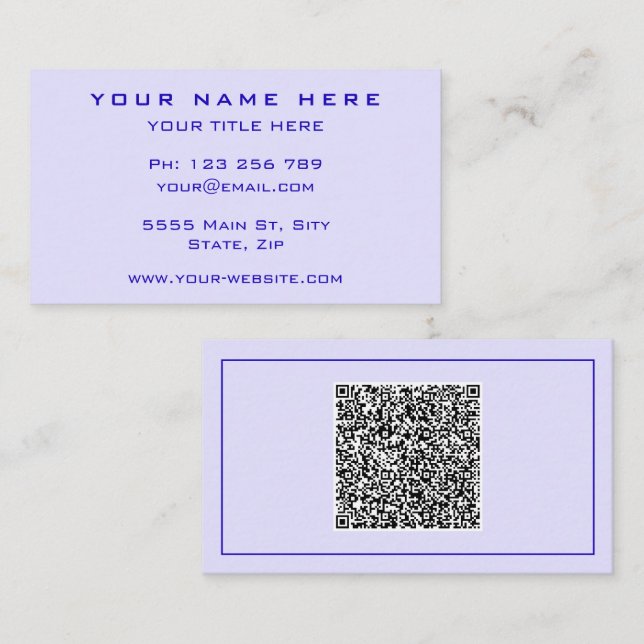Concevez vos propres cartes de visite avec code QR (Devant / Derrière)