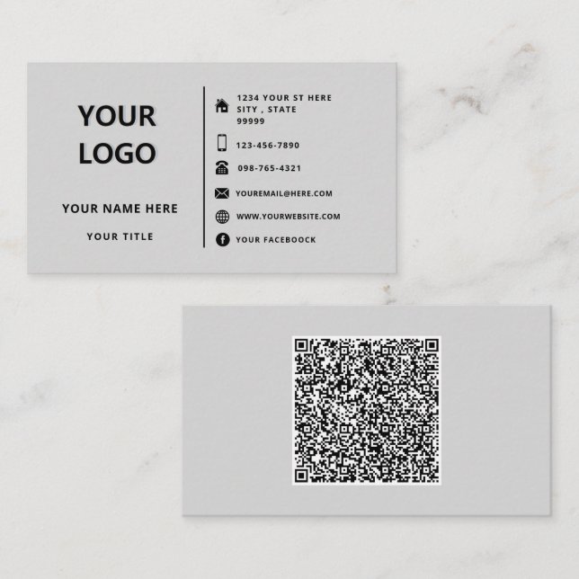 Concevez votre propre Carte de visite de code QR d (Devant / Derrière)