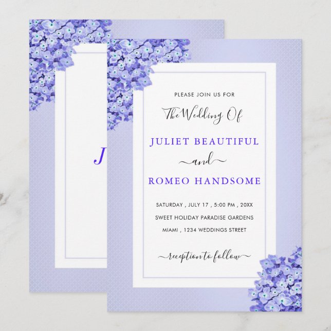 Concevez votre propre Faire-part de mariage violet (Devant / Derrière)