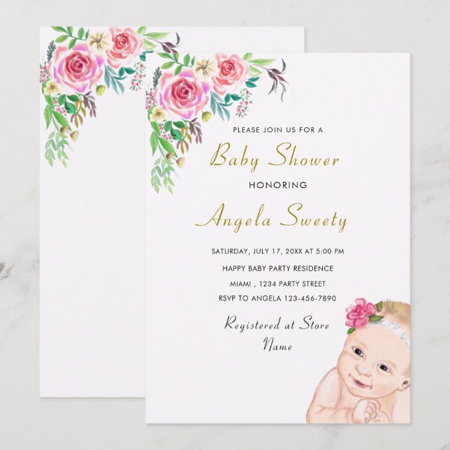 Concevez votre propre invitation de Baby shower he (Devant / Derrière)
