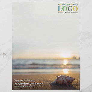 Conch on Beach at Sunrise Funeral Your Logo Letterhead