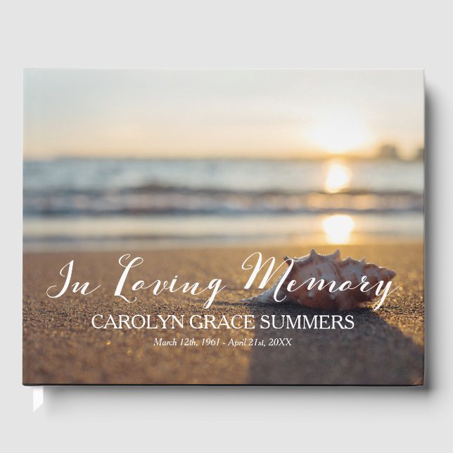 Conch on Beach In Loving Memory Guest Book (Front)
