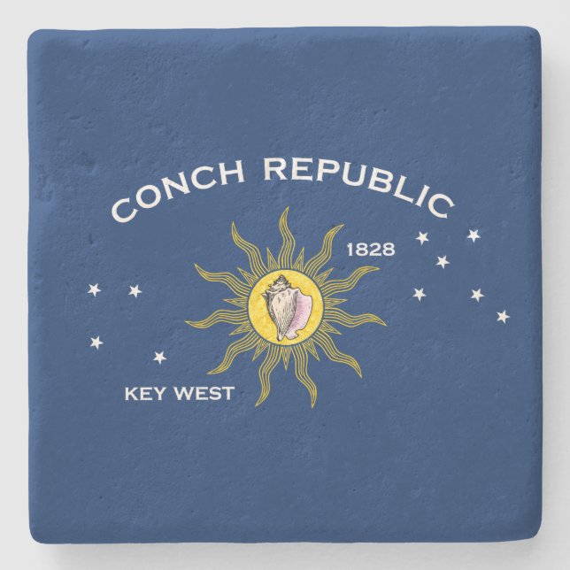 Conch Republic Flag Key West Florida Stone Coaster (Front)
