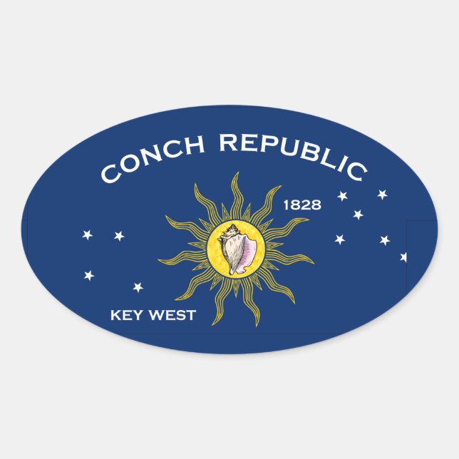 Conch Republic Flag Oval Sticker (Front)