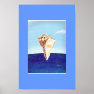 Conch sea shell and the ocean painting, posters