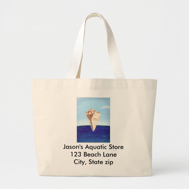 Conch sea shell ocean painting, canvas bags (Front)