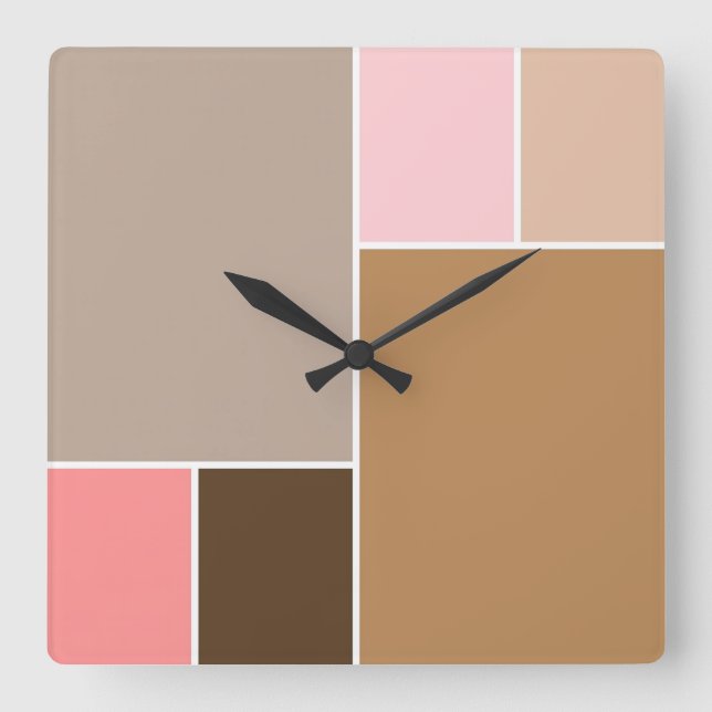 Conch Seashell Color Blocks Square Wall Clock (Front)