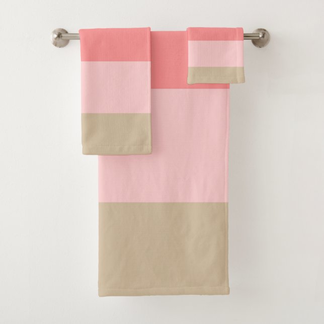 Conch Seashell Stripe Colours Bath Towel Set (Insitu)