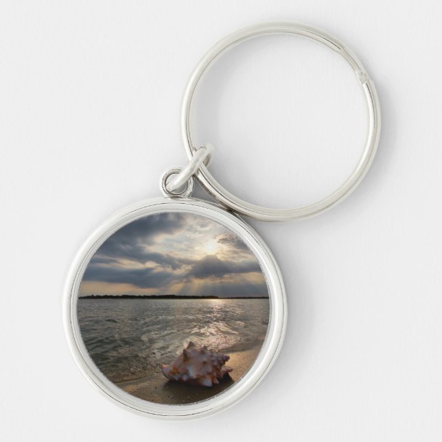 Conch Shell At Beach | St. Augustine, Fl Keychain (Front)