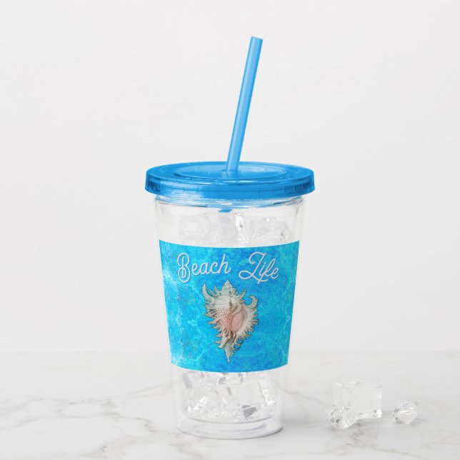 Conch Shell "Beach Life" Acrylic Tumbler (Back Ice)