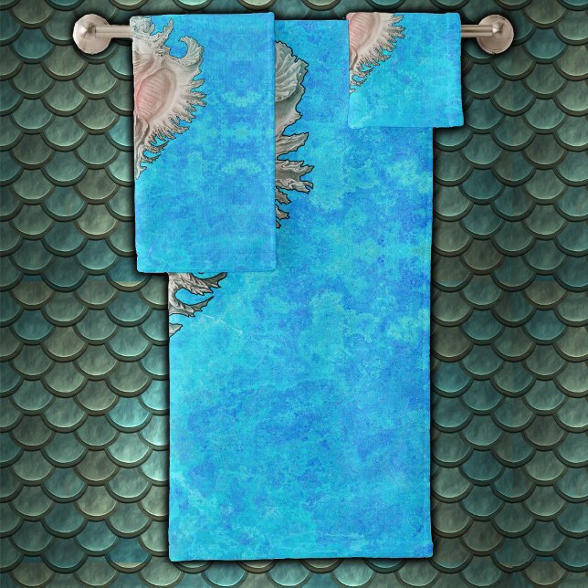 Conch Shell "Beach Life"  Bath Towel Set (Creator Uploaded)