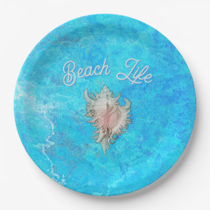 Conch Shell "Beach Life"  Paper Plate