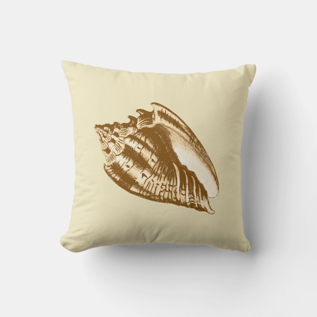 Conch Shell - brown and beige Throw Pillow (Front)