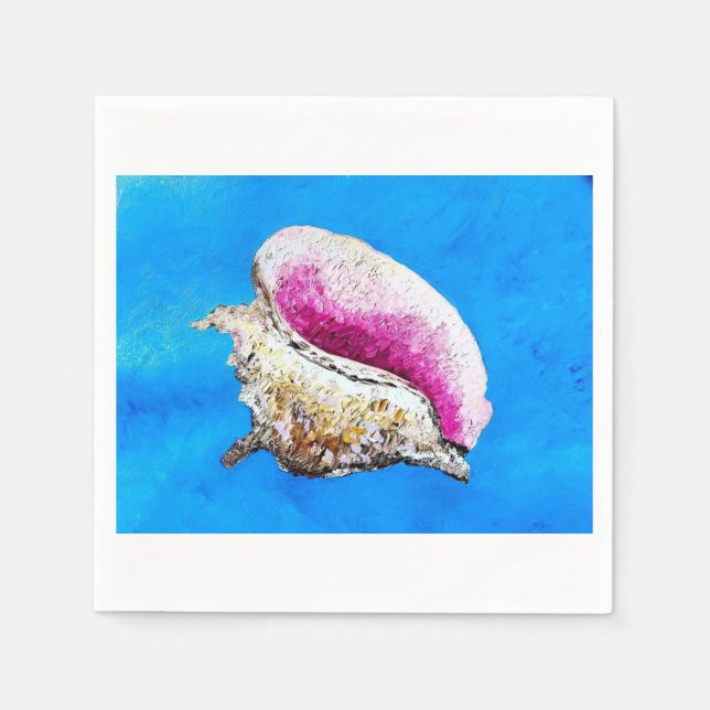Conch Shell Cocktail Napkin (Front)