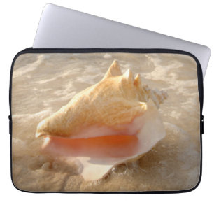 Conch Shell In Sand On Tropical Beach Laptop Sleeve