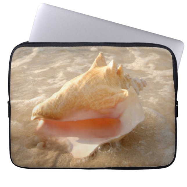 Conch Shell In Sand On Tropical Beach Laptop Sleeve (Front)