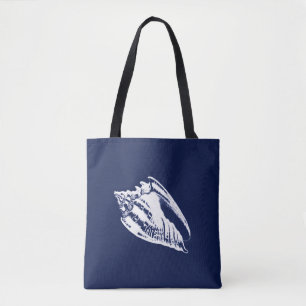Conch Shell - navy blue and white Tote Bag