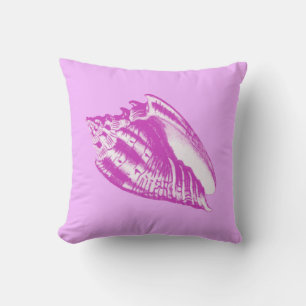 Conch Shell - orchid and white Throw Pillow