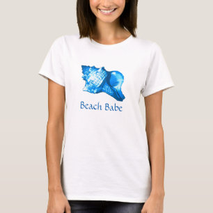 Conch shell sketch - cobalt and sky blue T-Shirt