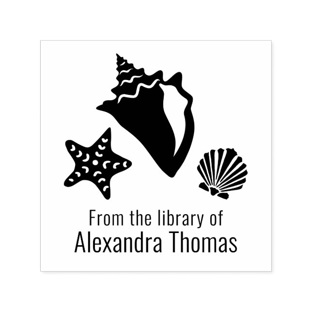 Conch Starfish Scallop Seashell Beach Library Self-inking Stamp (Design)