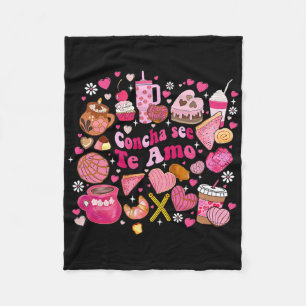 Concha See Te Amo Mexican Valentine Cafecito Chism Fleece Blanket