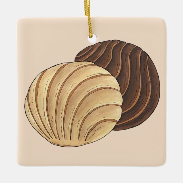 Conchas Mexican Pan Dulce Sweet Bread Panadería Ceramic Ornament (Front)