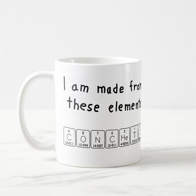 Conchetta periodic table name mug (Left)