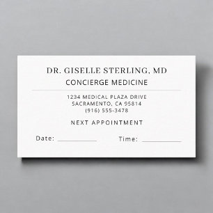 Concierge Medicine Doctor Office Appointment Card