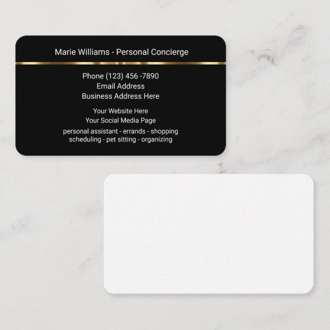 Concierge personnel classique Carte de visite haut (Devant / Derrière)