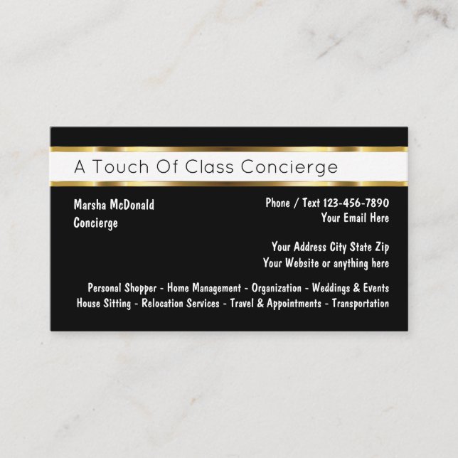 Concierge personnel classique Cartes d'affaires (Devant)