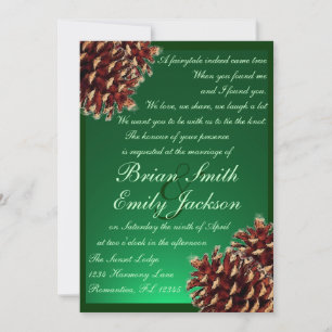 Concile de pin vert rustique invitations personnal