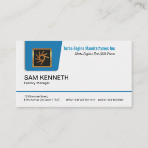 Concise Fresh Blue Pull-down Tab Factory Manager Business Card