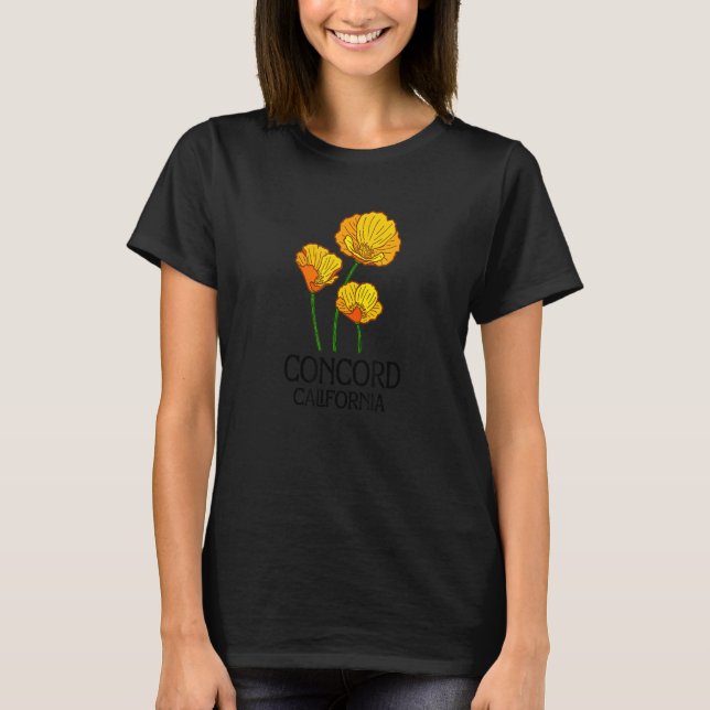 Concord California CA Poppy Flower State City Vint T-Shirt (Front)