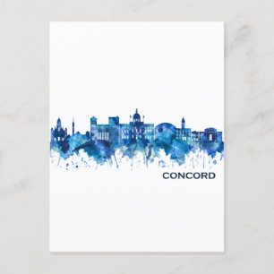 Concord New Hampshire Skyline Blue Holiday Postcard