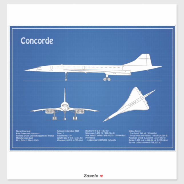Concorde - Airplane Blueprint Drawing Plans ABD (Sheet)